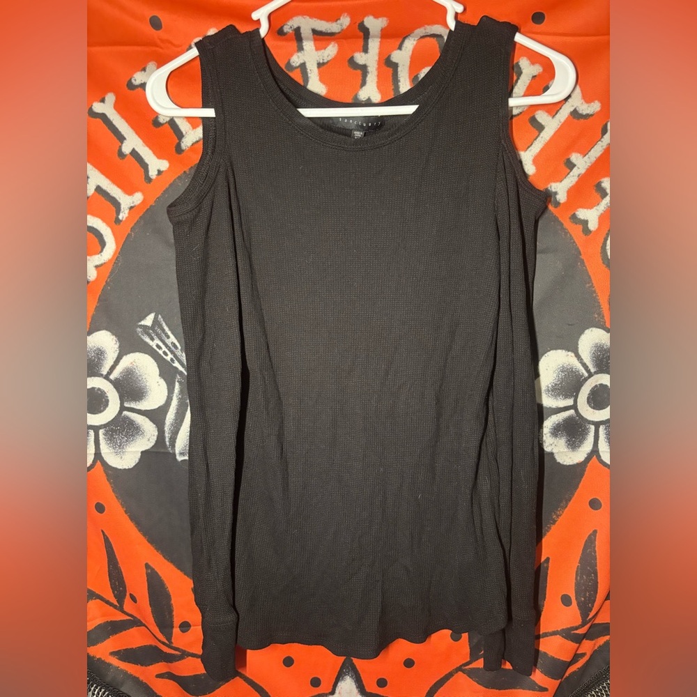Sanctuary Black Textured Shoulder-less Long Sleeve 😍